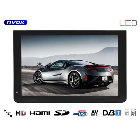 LED televizorius 12" maitinimas nuo 12V / 220V NVOX 